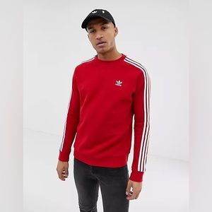 Adidas Originals Three Strip Sweatshirt - Red
